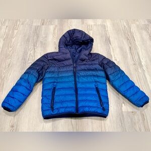 EDDIE BAUER Winter Puffer Jacket. Boys Size Medium. Blue. Reversible. Used